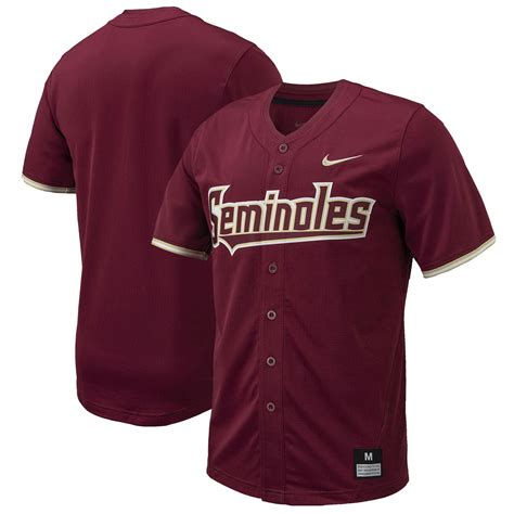 men's nike garnet florida state seminoles replica full-button baseball jersey|fsu seminoles white jersey.